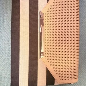 Stella and Dot black and white striped Clutch